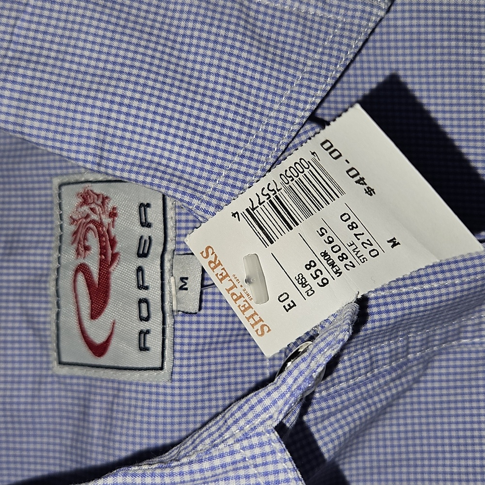 NWT-Roper Womens MEDIUM Light Blue Short Sleeve Shirt - Picture 3 of 13